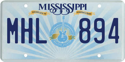 MS license plate MHL894