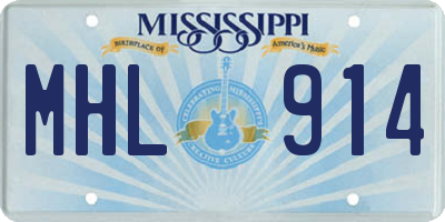 MS license plate MHL914