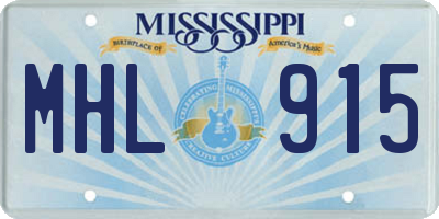 MS license plate MHL915