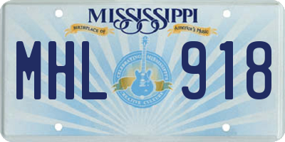 MS license plate MHL918