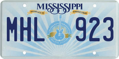 MS license plate MHL923