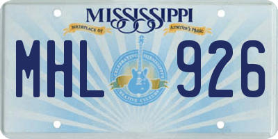 MS license plate MHL926