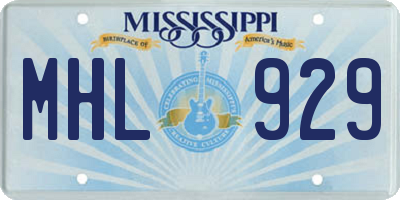 MS license plate MHL929
