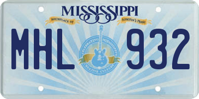 MS license plate MHL932