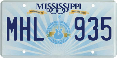 MS license plate MHL935