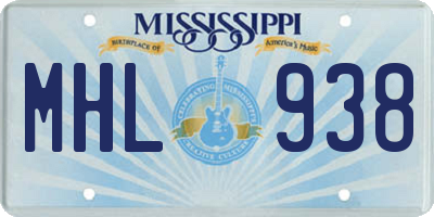 MS license plate MHL938