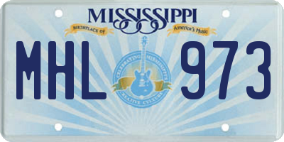 MS license plate MHL973