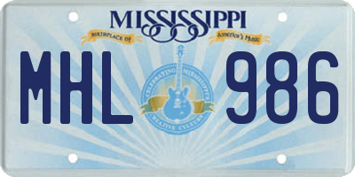 MS license plate MHL986