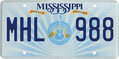 MS license plate MHL988