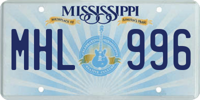 MS license plate MHL996