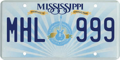 MS license plate MHL999
