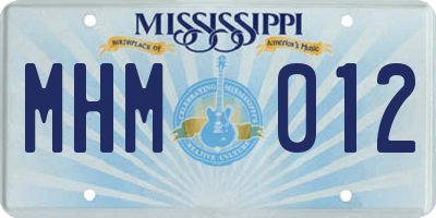 MS license plate MHM012