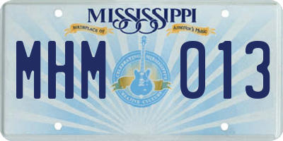 MS license plate MHM013