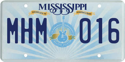 MS license plate MHM016