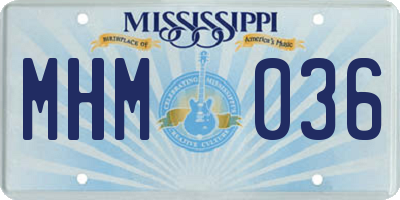 MS license plate MHM036