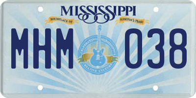 MS license plate MHM038