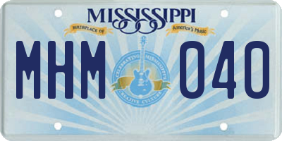 MS license plate MHM040