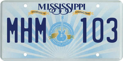 MS license plate MHM103