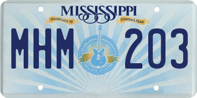 MS license plate MHM203