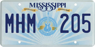 MS license plate MHM205
