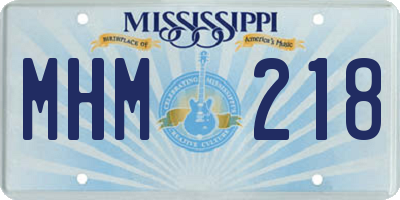 MS license plate MHM218
