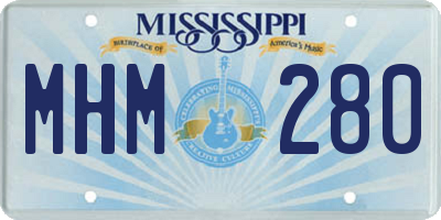 MS license plate MHM280