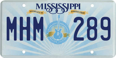 MS license plate MHM289