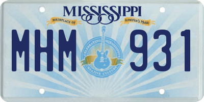 MS license plate MHM931