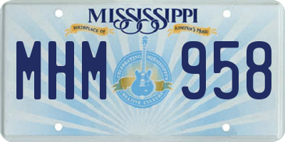 MS license plate MHM958