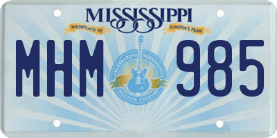 MS license plate MHM985