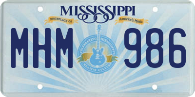 MS license plate MHM986