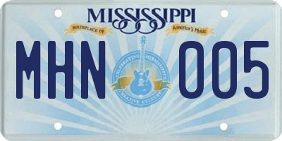 MS license plate MHN005