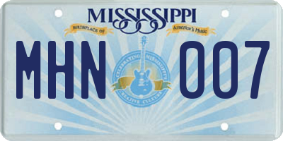 MS license plate MHN007