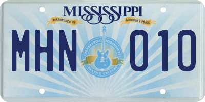 MS license plate MHN010