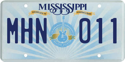 MS license plate MHN011
