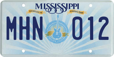 MS license plate MHN012