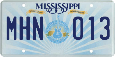 MS license plate MHN013