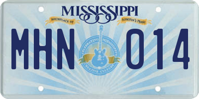 MS license plate MHN014