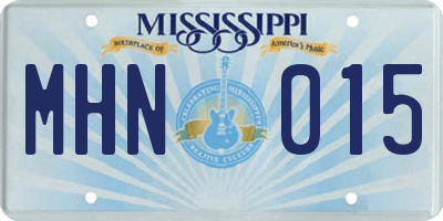 MS license plate MHN015