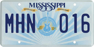 MS license plate MHN016