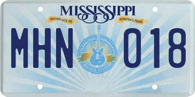 MS license plate MHN018