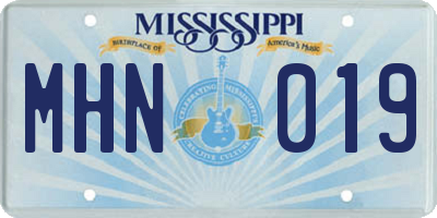 MS license plate MHN019