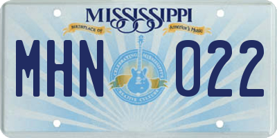 MS license plate MHN022