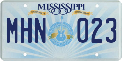 MS license plate MHN023