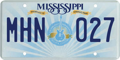 MS license plate MHN027