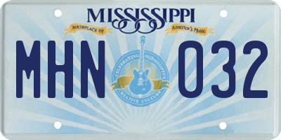MS license plate MHN032