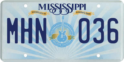 MS license plate MHN036
