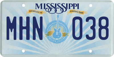 MS license plate MHN038