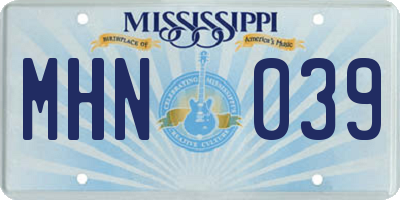MS license plate MHN039