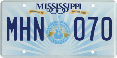 MS license plate MHN070